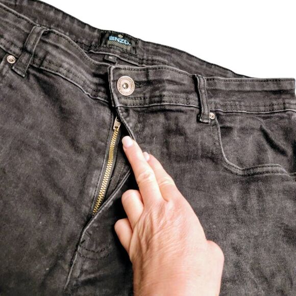 Enzo Black Distressed Denim Bootcut Jeans - Picture 5 of 10